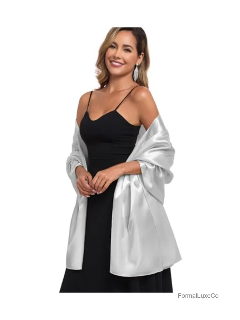 Satin Wrap Pashmina Shawl for Evening Dresses Wedding Guest Scarf